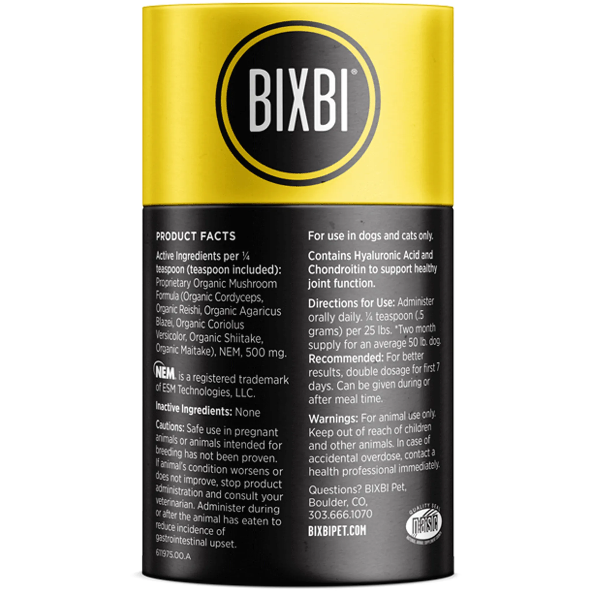 Bixbi Joints Organic Medicinal Mushrooms Dog Supplements