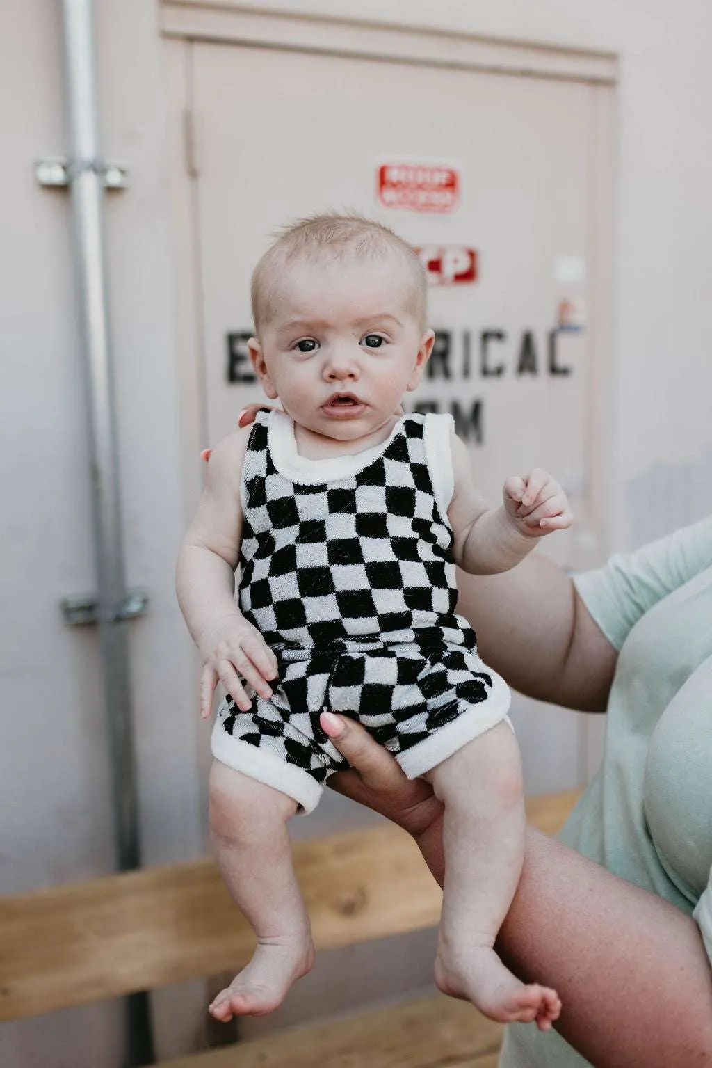 Black   White Checkerboard  | Terry Tank Short Set