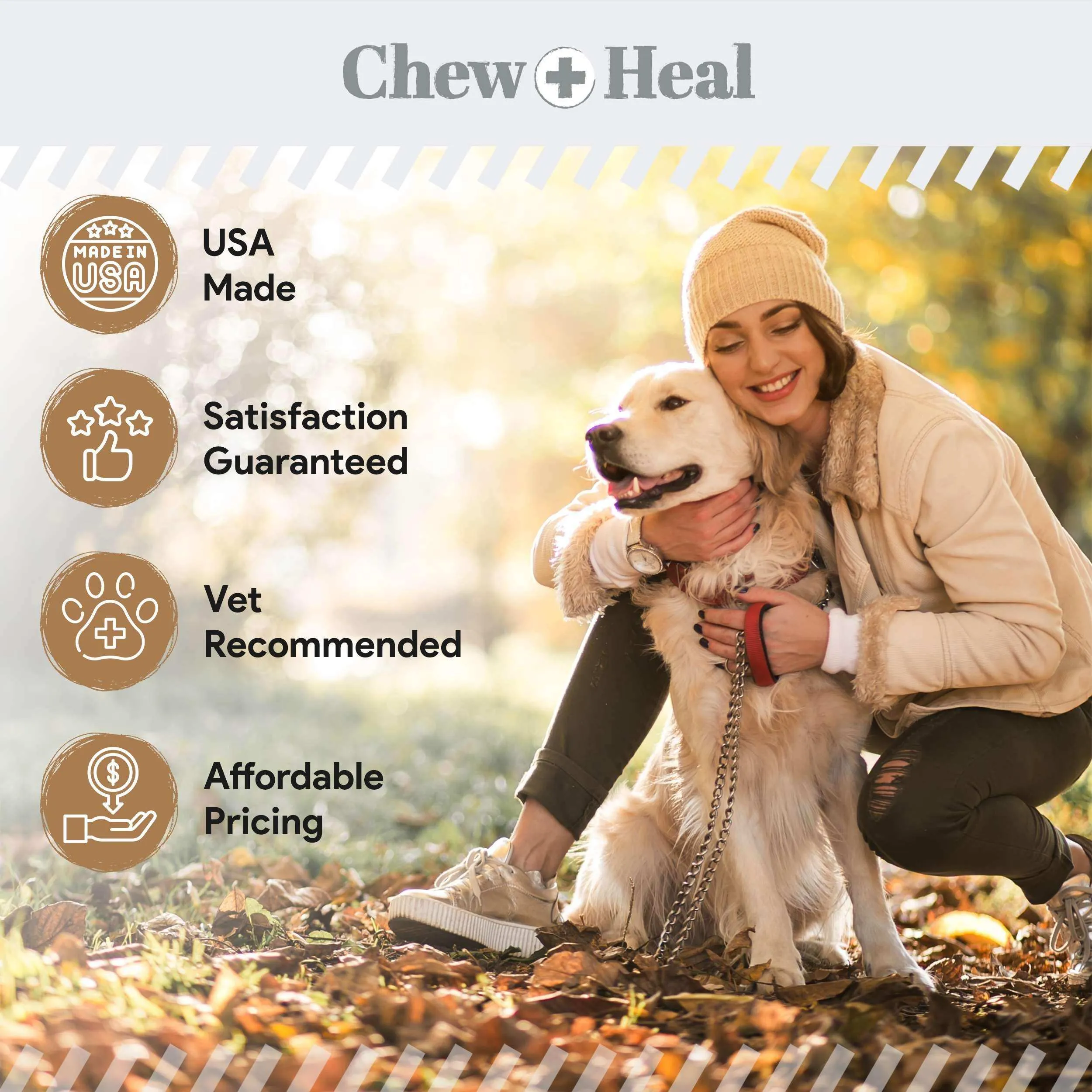 Chew   Heal Omega Skin and Coat for Dogs - 180 Chews - Peanut Butter Flavor