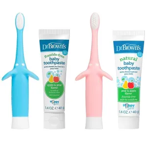 Dr. Brown's Infant-to-Toddler Elephant Toothbrush & Natural Toothpaste Set