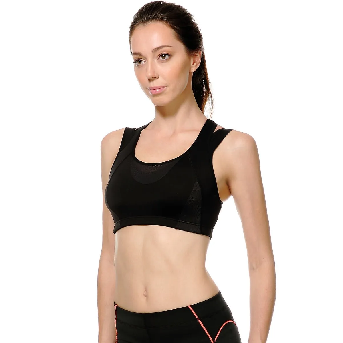 High Impact Support Full Coverage Racerback Wireless No Bounce Black Running Bra