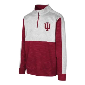 Indiana Hoosiers Youth Streak Fleece 1/2 Zip Grey and Crimson Pullover