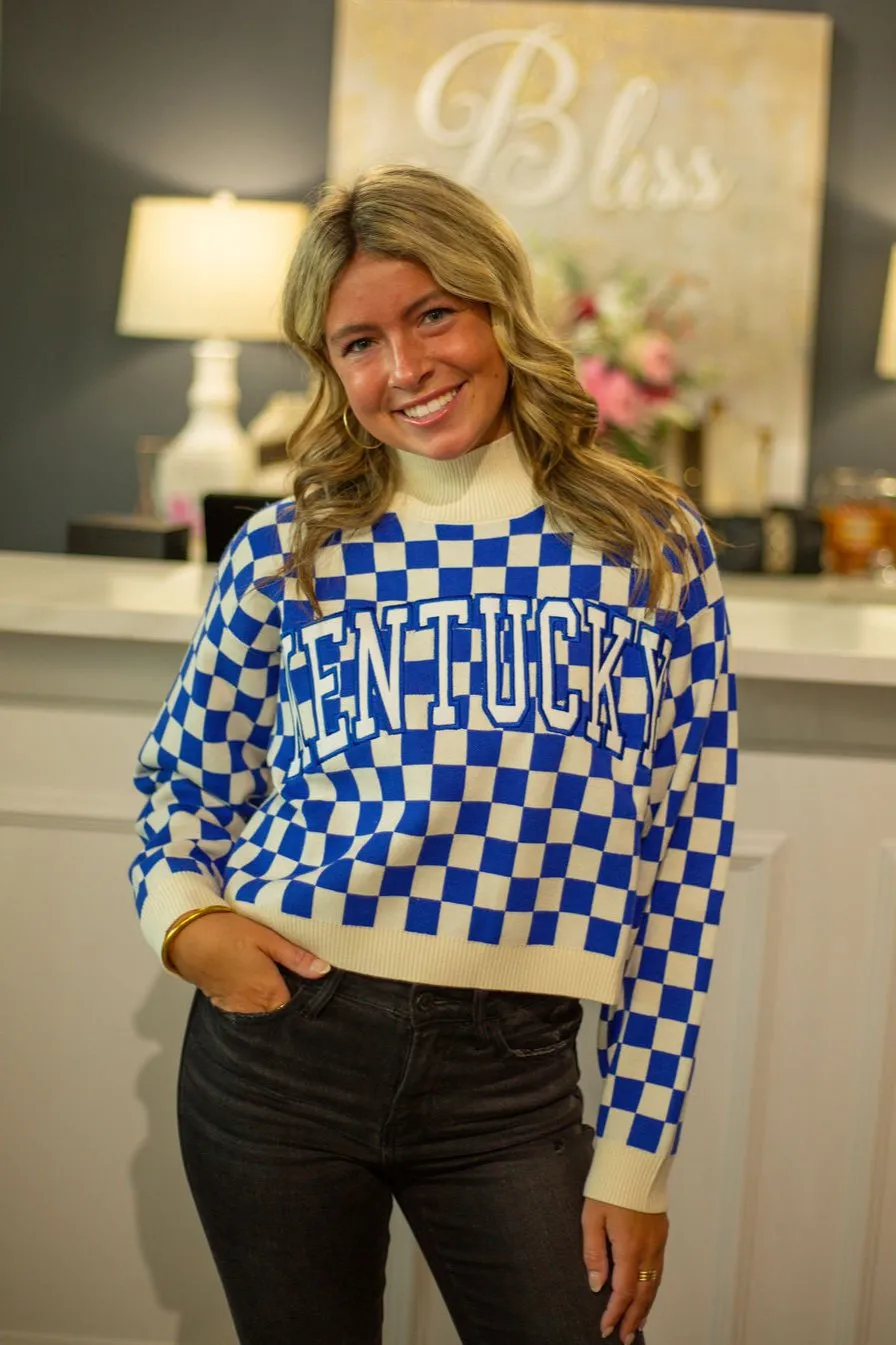 Kentucky Checkerboard Crop Sweater