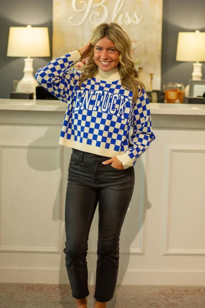 Kentucky Checkerboard Crop Sweater