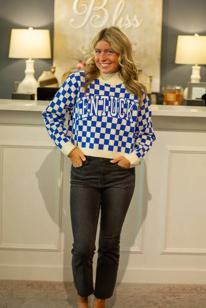 Kentucky Checkerboard Crop Sweater