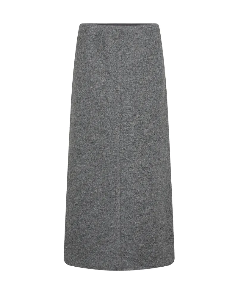 Iconic Grey Midi Skirt in Boiled Wool by Levete Room