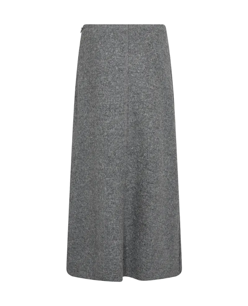 Iconic Grey Midi Skirt in Boiled Wool by Levete Room