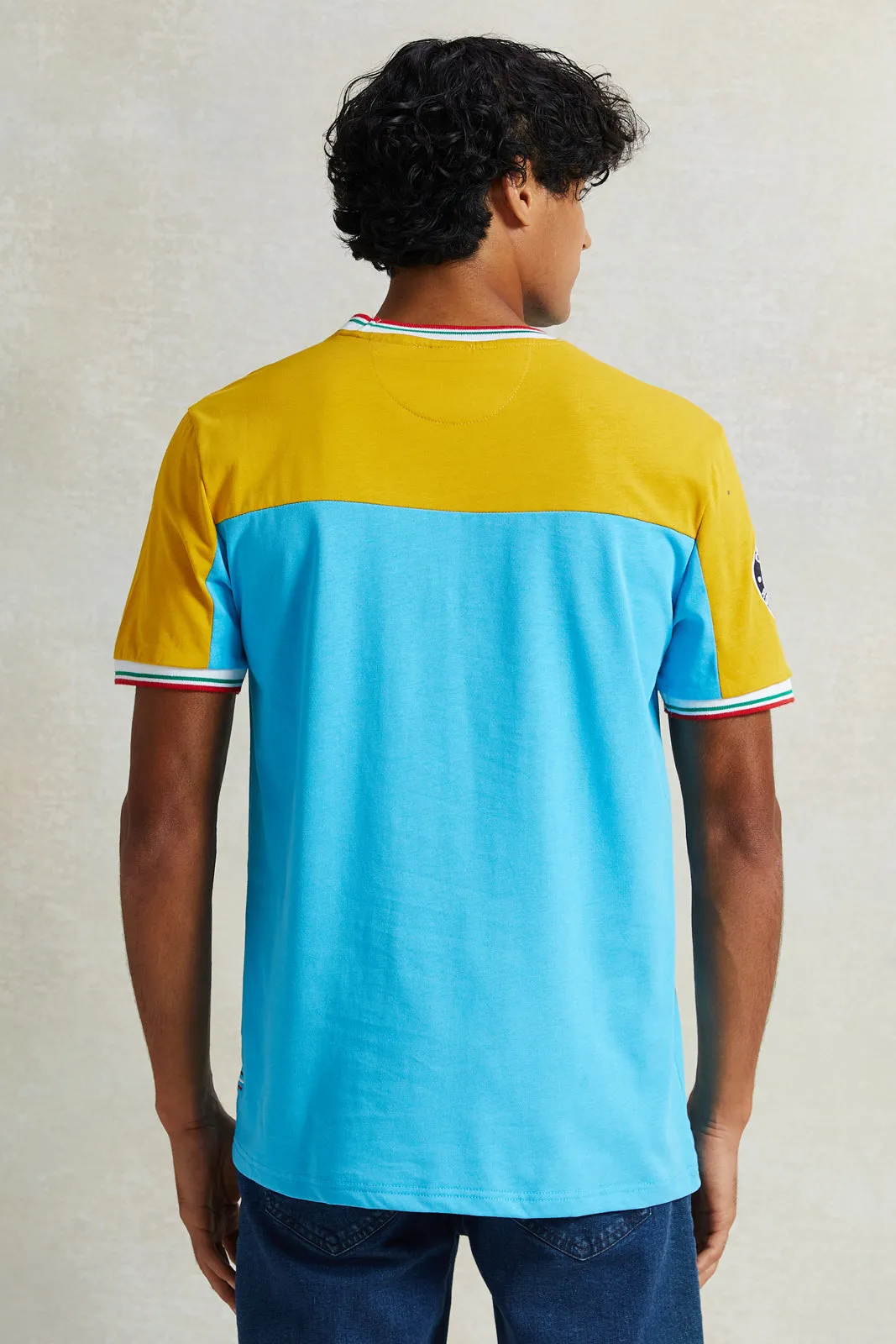 Men Blue T-Shirt With Chest Logo