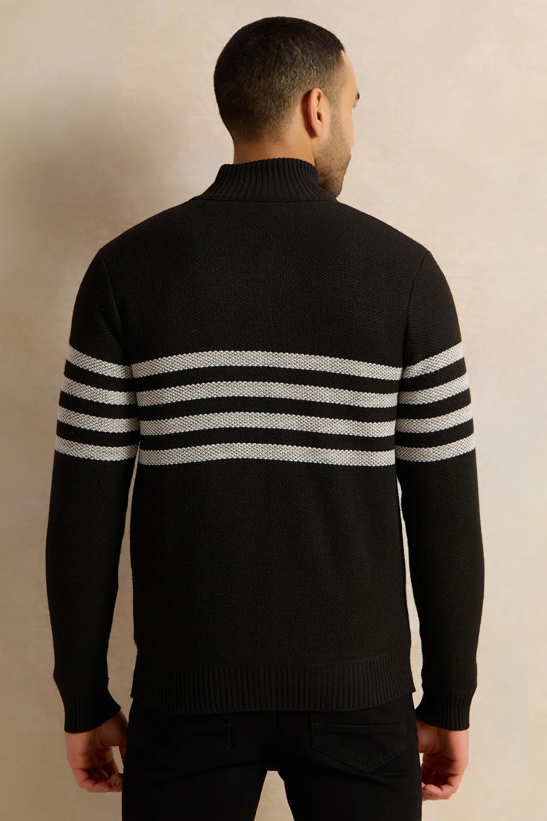 Men Charcoal Knitted Pullover