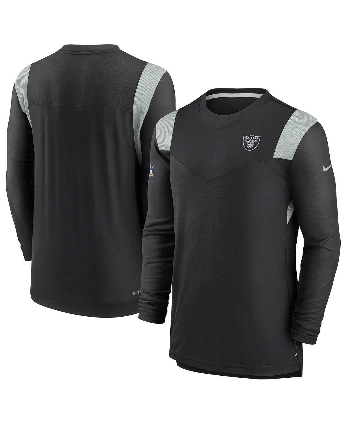 Men's black las vegas raiders sideline performance player nike logo long sleeve t shirt black