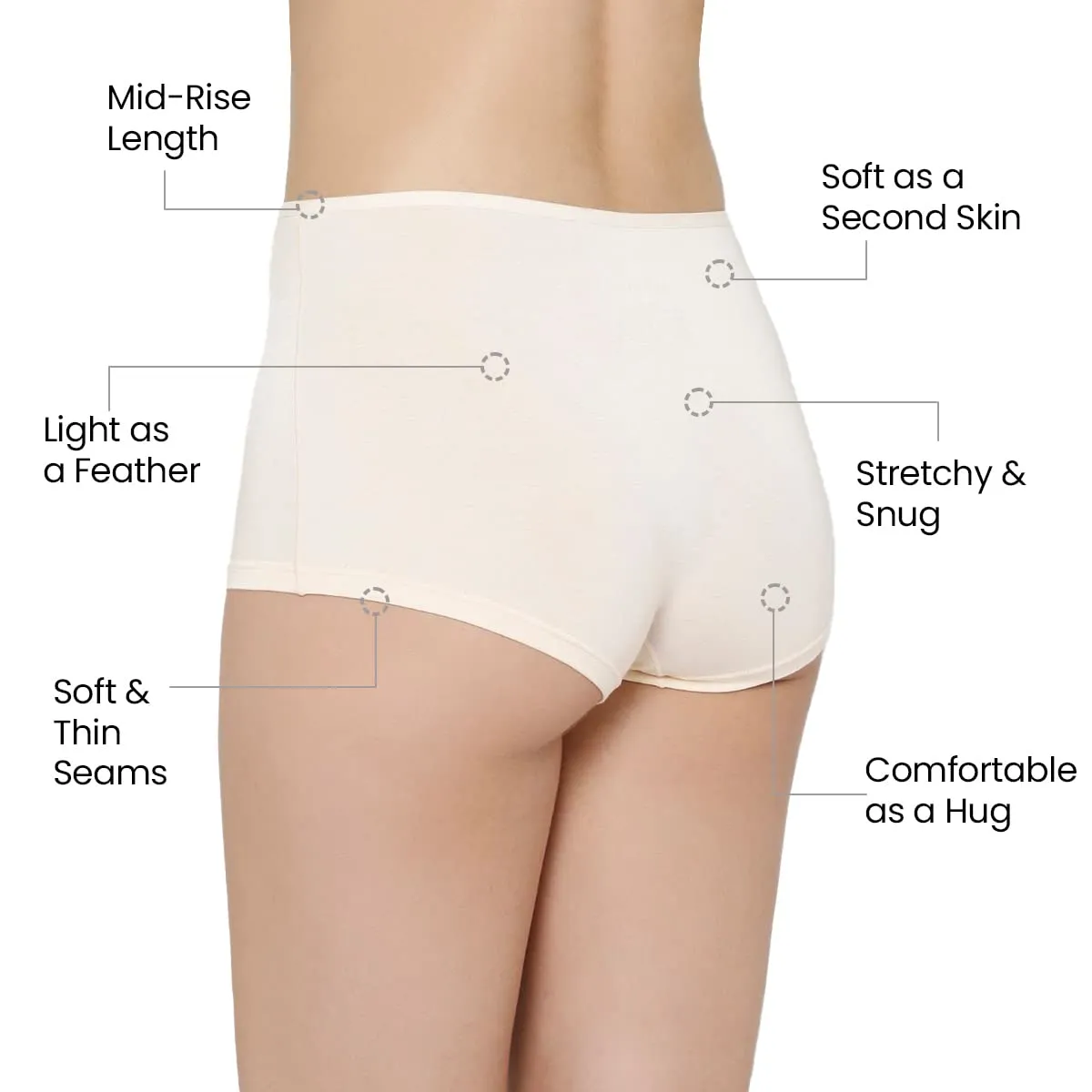 Mush Bamboo Boyshort Panties for Women | Ultra Soft Bamboo Underwear for Women | Breathable, Anti-Odor, Seamless & All Day Comfort PantiesPack of 3 (S, Beige)