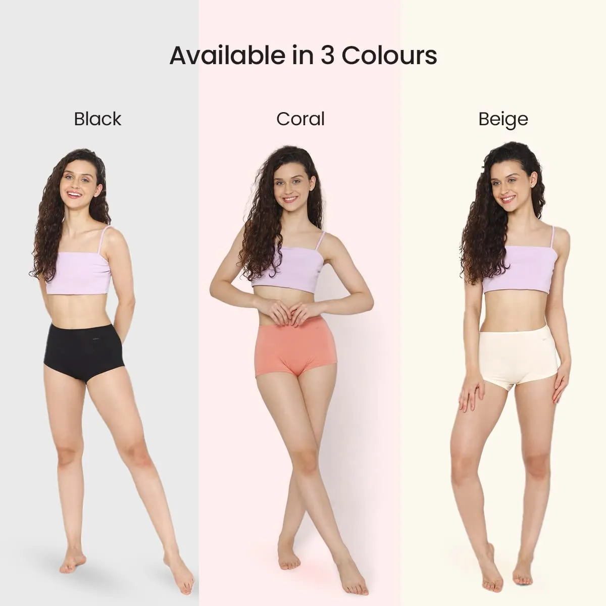 Mush Womens Ultra Soft High Waist Bamboo Modal Boyshorts || Breathable Panties || Anti-Odor, Seamless, Anti Microbial Innerwear (M- Pack of 3, Peach Color)