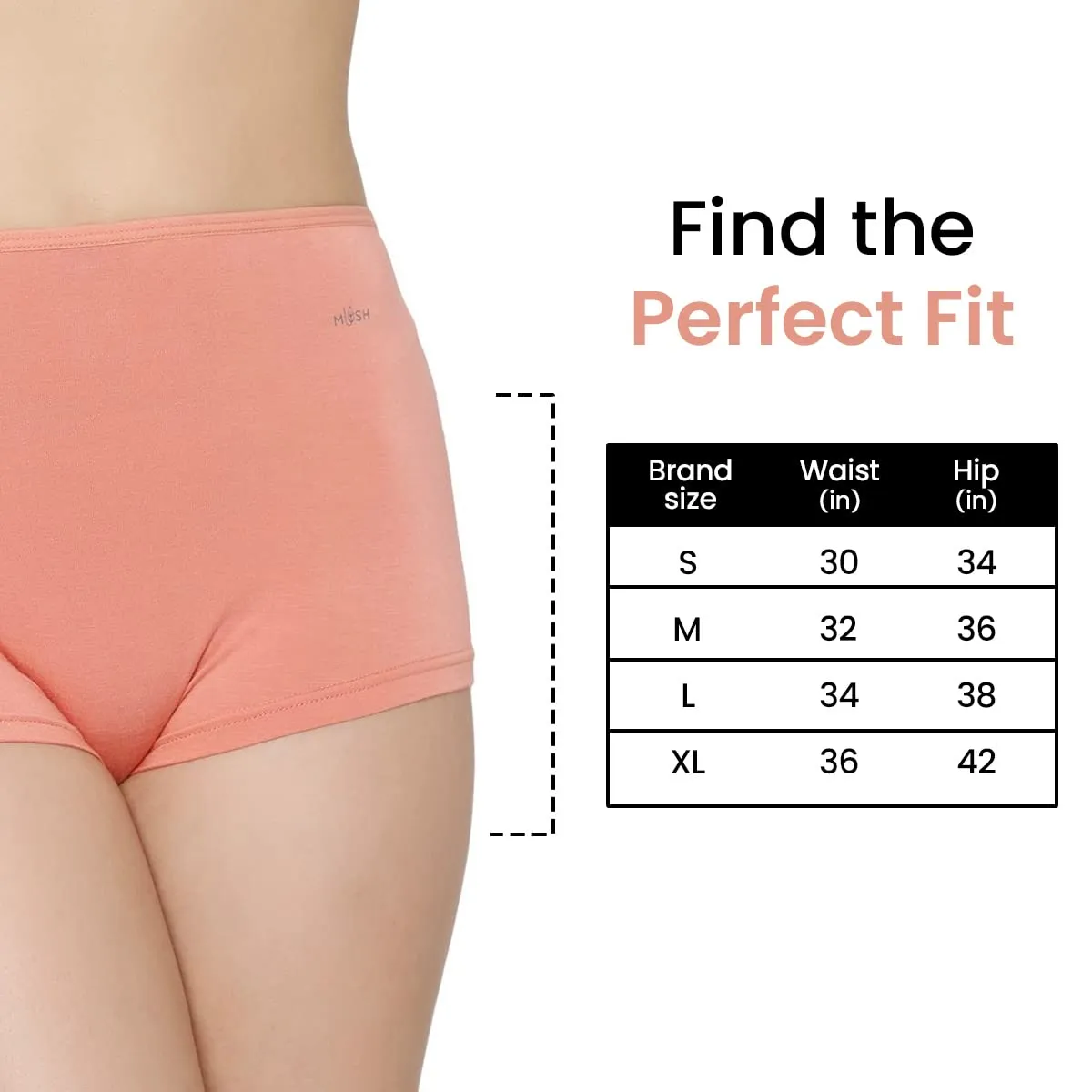 Mush Womens Ultra Soft High Waist Bamboo Modal Boyshorts || Breathable Panties || Anti-Odor, Seamless, Anti Microbial Innerwear (XL - Pack of 3, Peach Color)