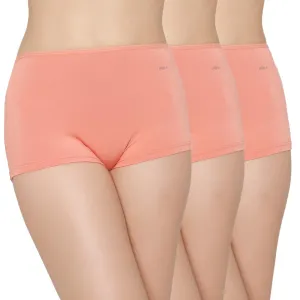 Mush Womens Ultra Soft High Waist Bamboo Modal Boyshorts || Breathable Panties || Anti-Odor, Seamless, Anti Microbial Innerwear (XL - Pack of 3, Peach Color)