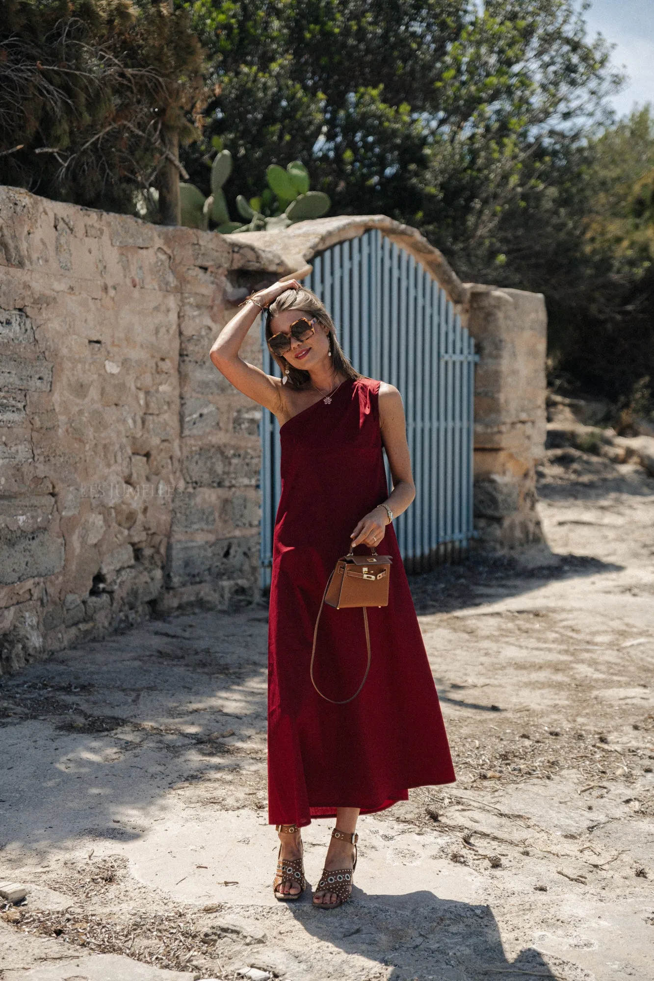 Sarah one shoulder maxi dress bordeaux