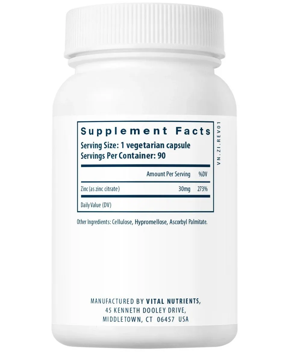 Vital Nutrients Zinc (Citrate) 30mg 90 VegCap