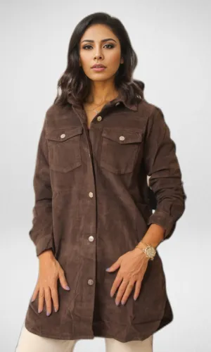 Women Velvet Shirt/ Jacket - Brown