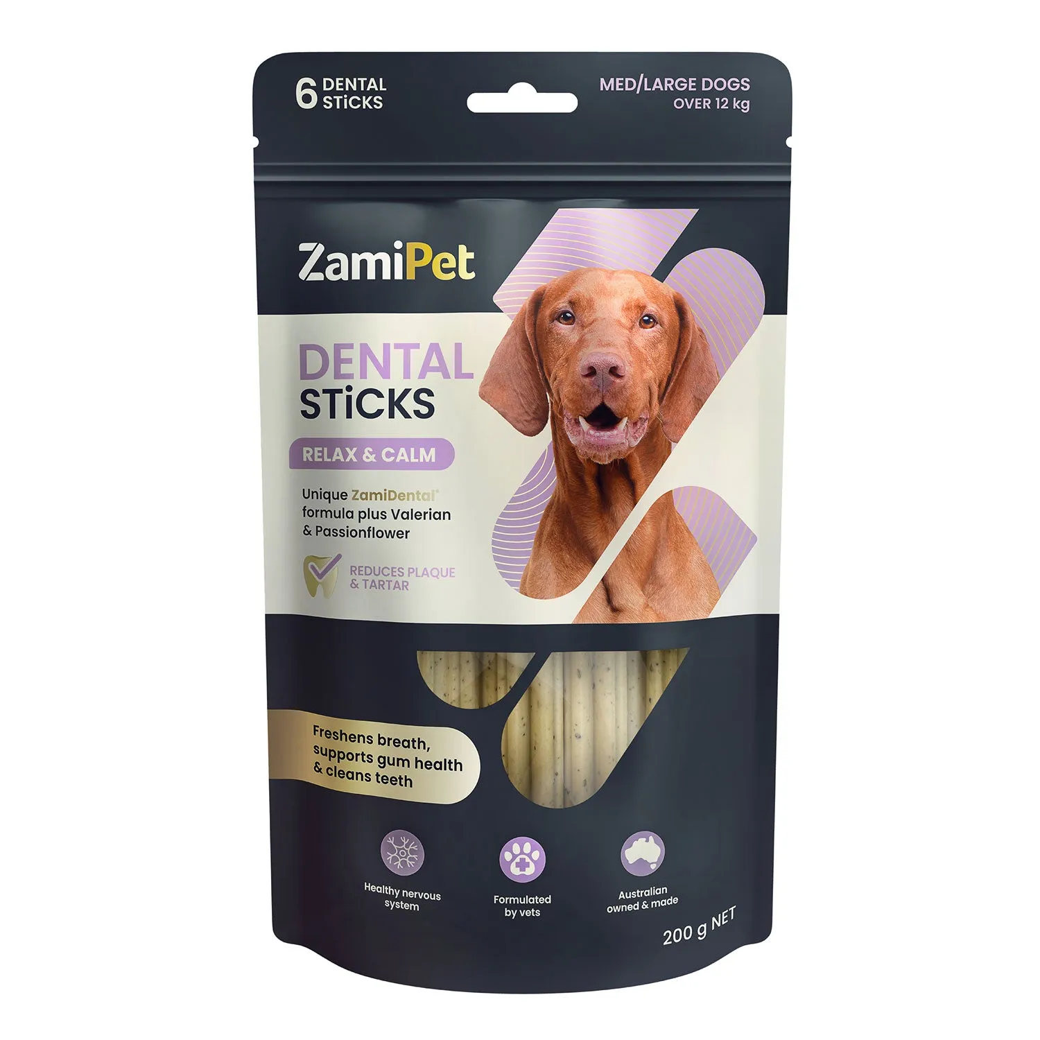 ZamiPet Dental Sticks Relax & Calm Dog Treats Medium/Large 6pk